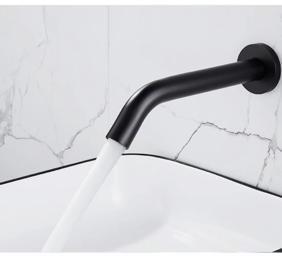 Infravermelho na parede torneira de água sensor automático torneira do banheiro preto fosco touchless sensor automático torneira